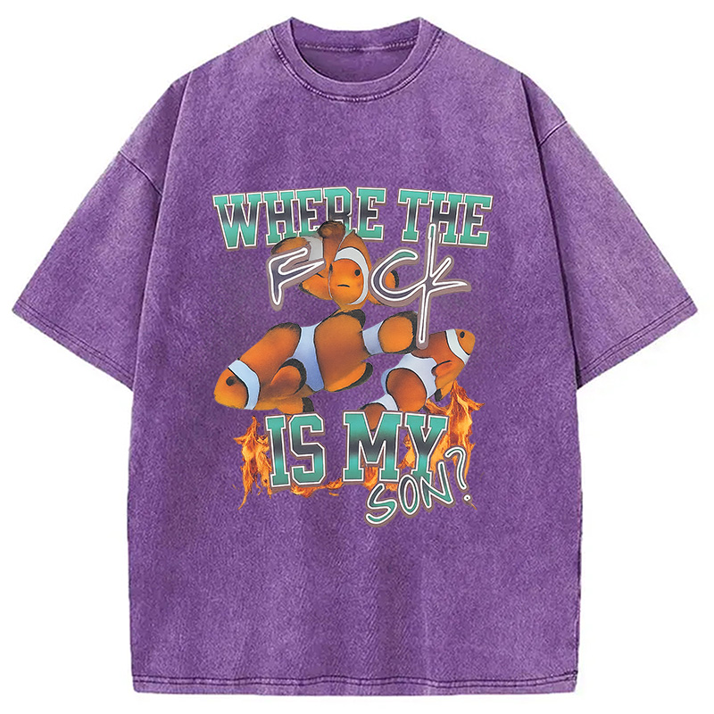 Modecanvas Where The F*ck Is My Son Washed T-Shirt