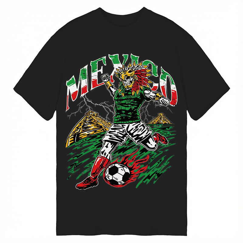 Modecanvas Mexico Soccer Skull DTG Printing Classic T-Shirt-modecanvas
