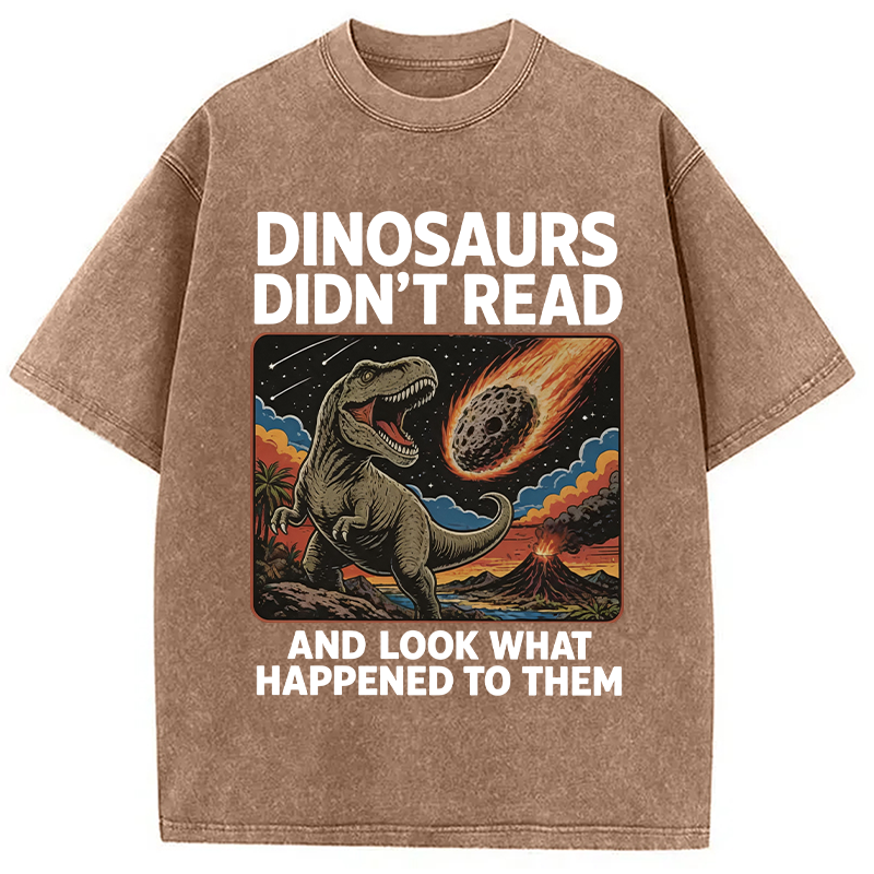 Modecanvas Dinosaurs Didn't Read DTG Printing Washed T-Shirt