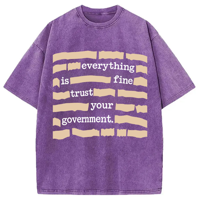 Modecanvas Everything is Fine Meme Washed T-Shirt-modecanvas