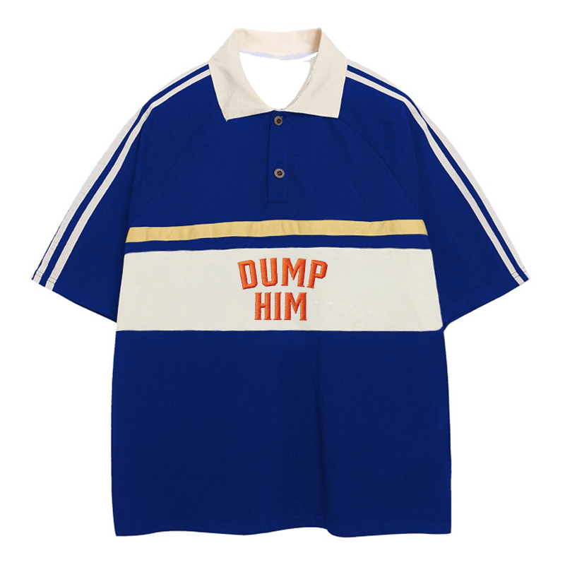 Modecanvas Dump Him 90s Inspired Polo Embroidered T-Shirt