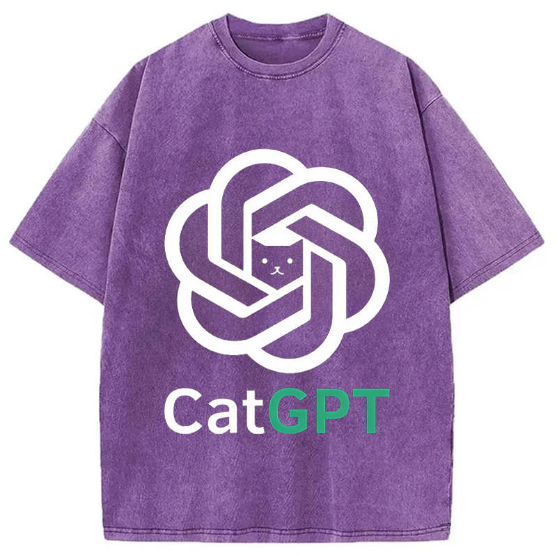 Modecanvas CatGPT DTG Printing Washed T-Shirt