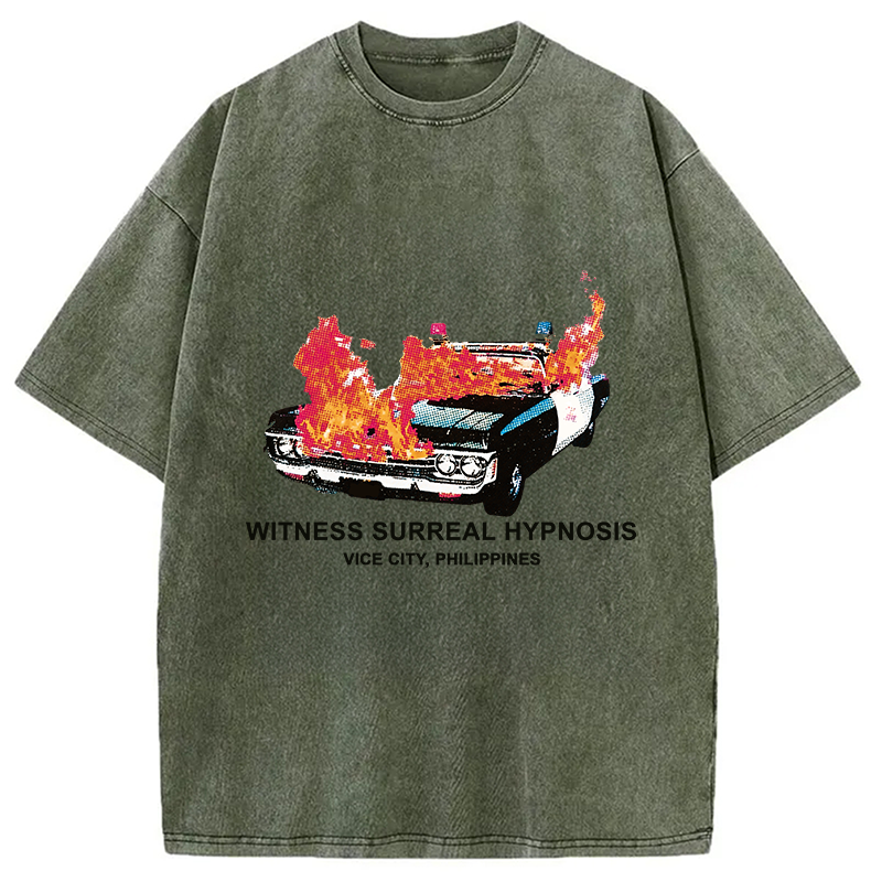Modecanvas Witness Surreal Hypnosis DTG Printing Washed T-Shirt