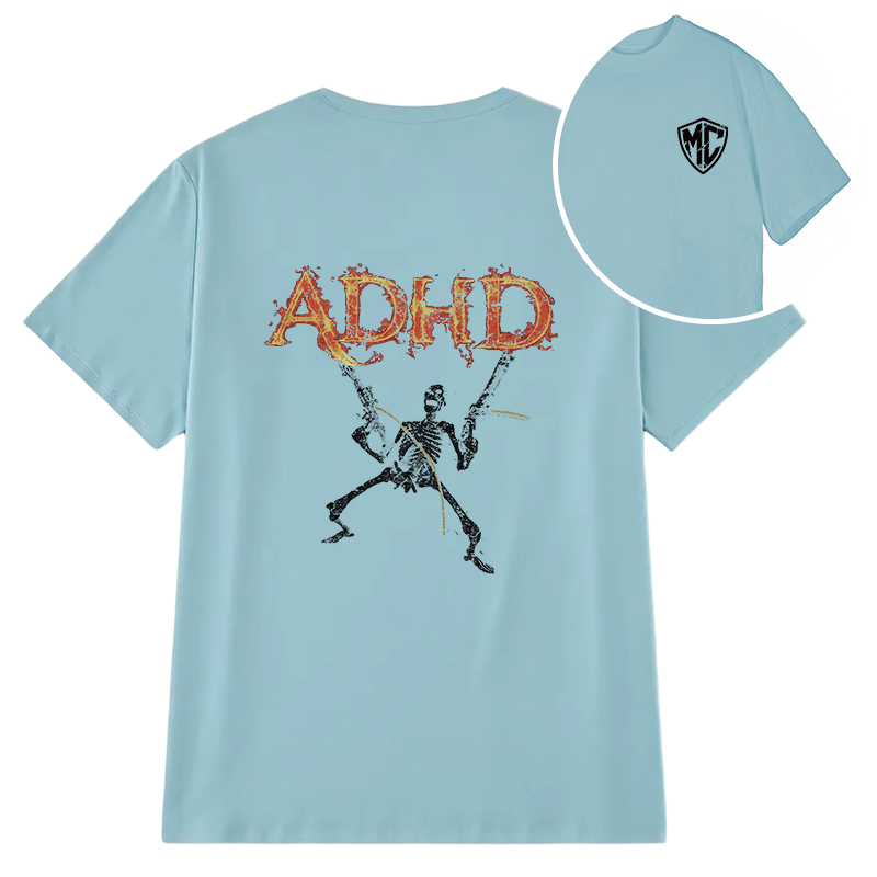 Modecanvas ADHD Skeleton DTG Printing Back Classic T-Shirt