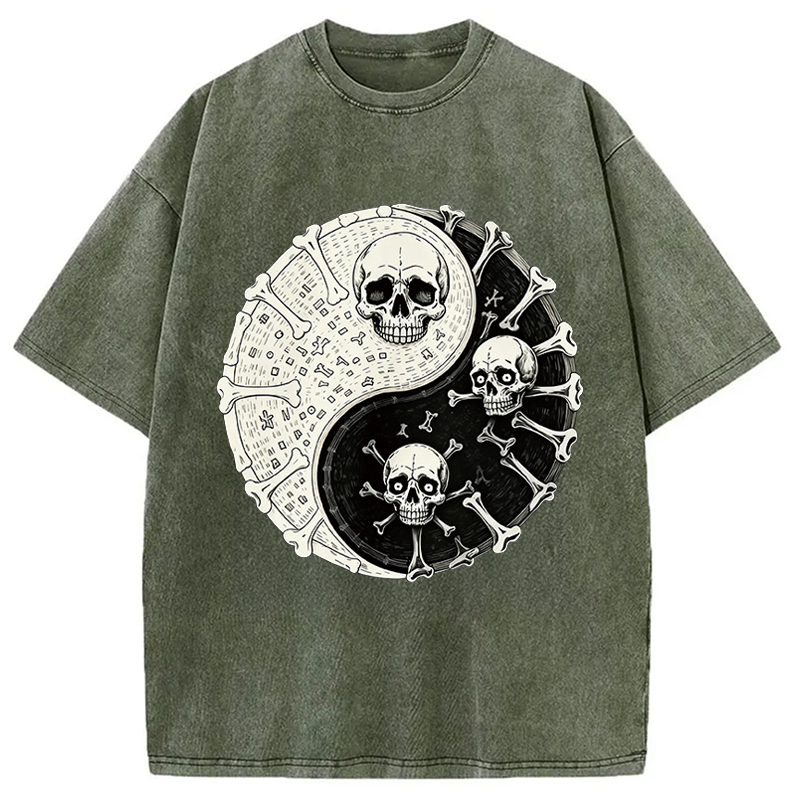 Modecanvas Duality Of The Grave DTG Printing Washed T-Shirt