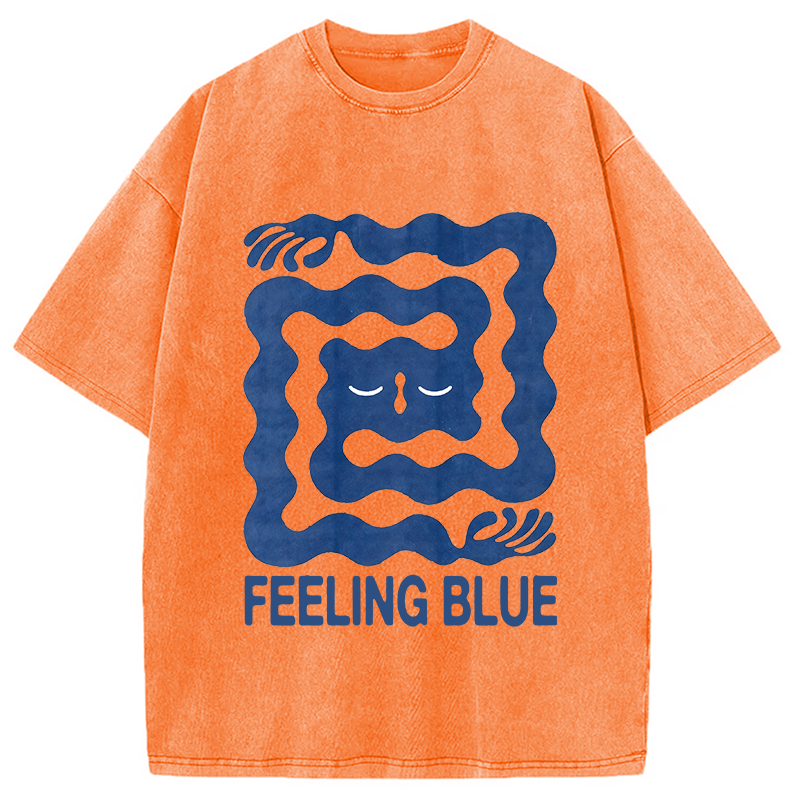 Modecanvas Feeling Blue DTG Printing Washed T-Shirt