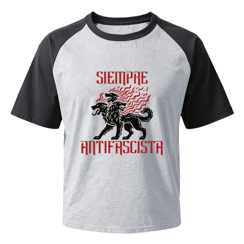 Modecanvas Siempre Antifascista Fire Raglan T-Shirt