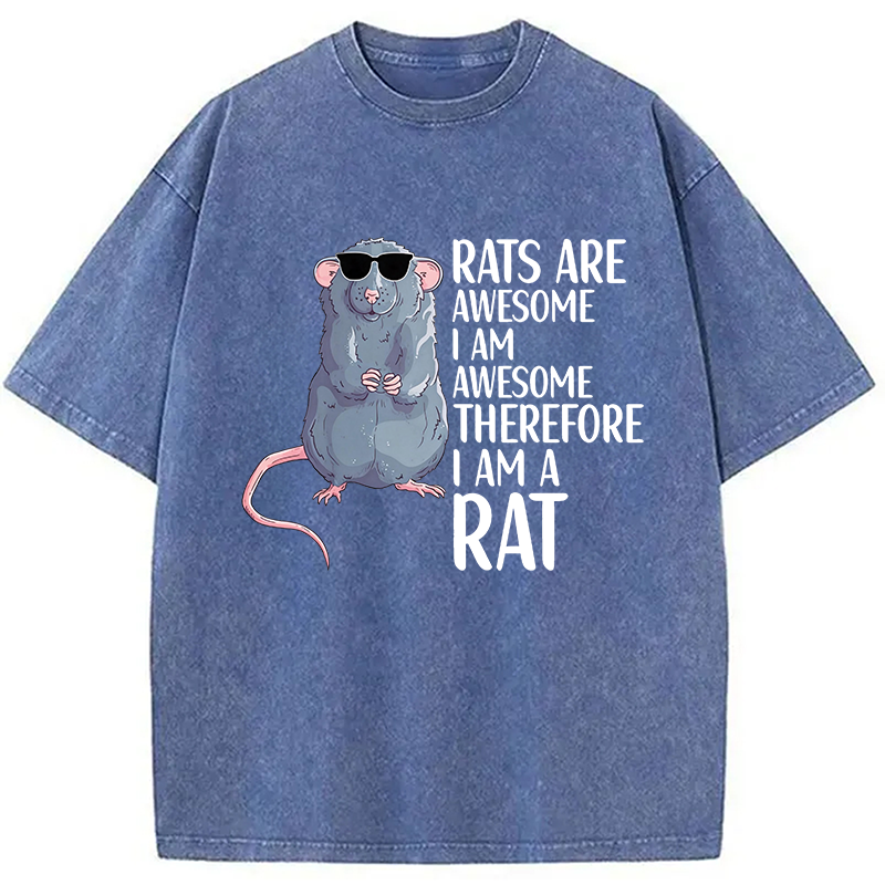 Modecanvas Rats Are Awesome Funny Rat DTG Printing Washed T-Shirt
