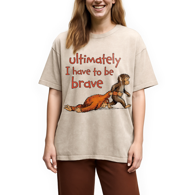 Modecanvas Vintage Monkey Punch DTG Printing Washed T-Shirt