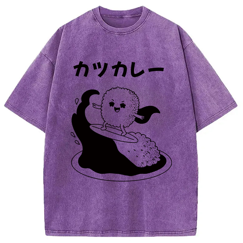 Modecanvas Surfer Sushi DTG Printing Washed T-Shirt