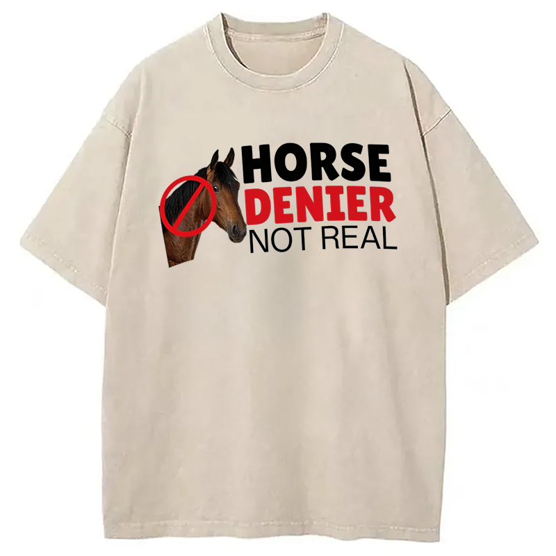 Modecanvas Horse Denier They Are Not Real DTG Printing Washed T-Shirt