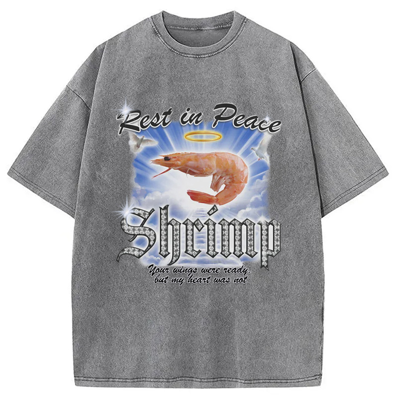 Modecanvas RIP SHRIMP Washed T-Shirt