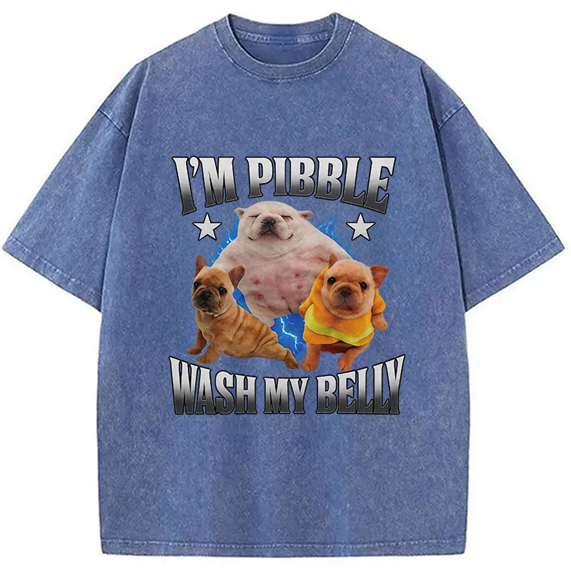 Modecanvas Im Pibble Wash My Belly Funny Dog DTG Printing Washed T-Shirt