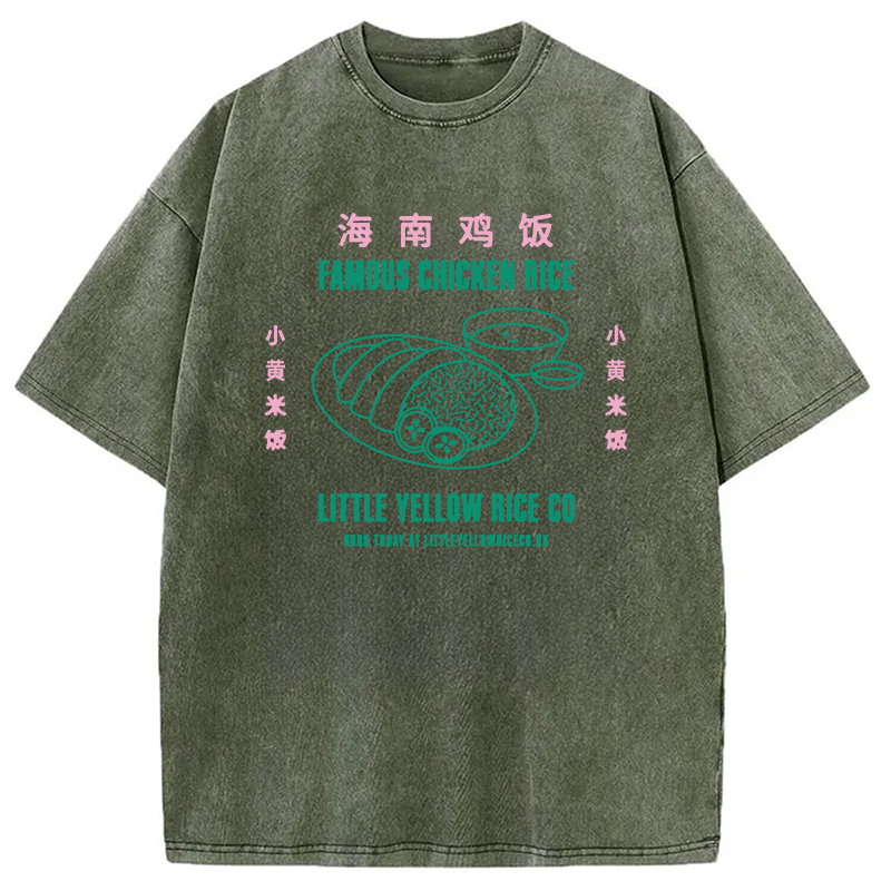 Modecanvas Famous Chicken Rice DTG Printing Washed T-Shirt