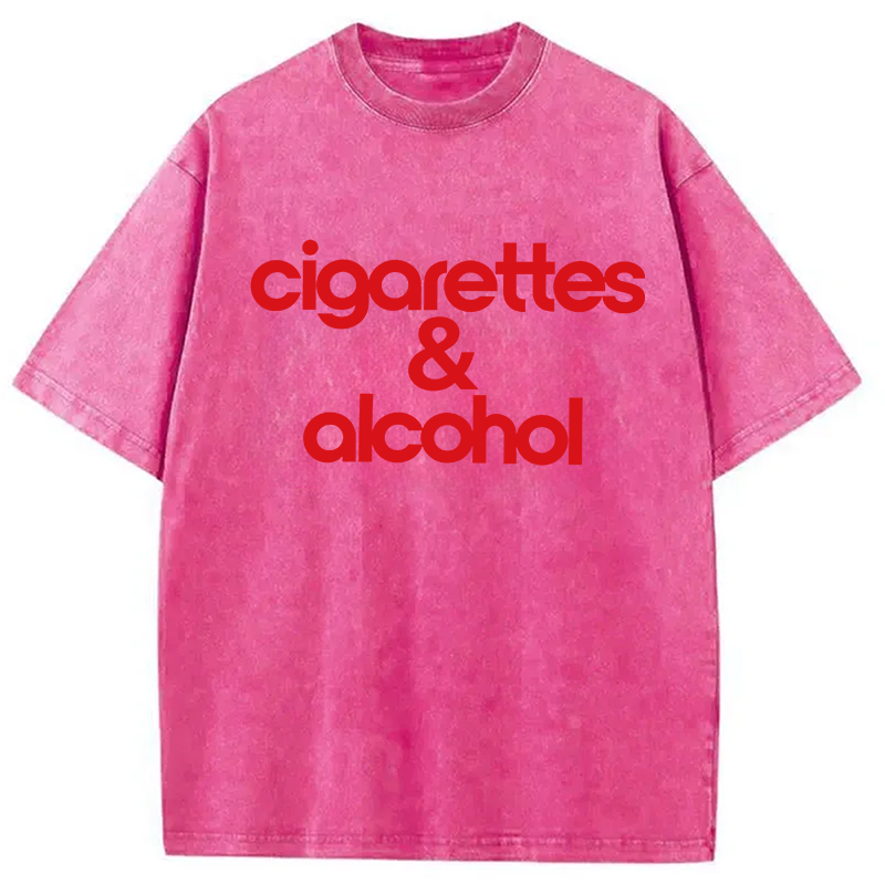Modecanvas Cigarettes & Alcohol DTG Printing Washed T-Shirt