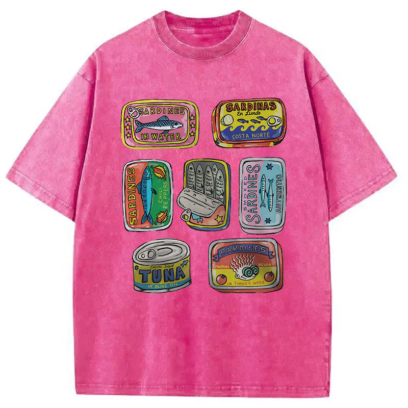 Modecanvas Sardines Canned Washed T-Shirt
