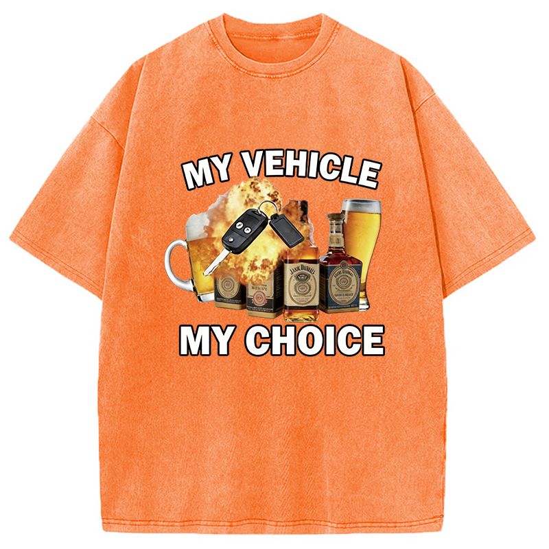 Modecanvas My Vehicle My Choice Beer DTG Printing Washed T-Shirt