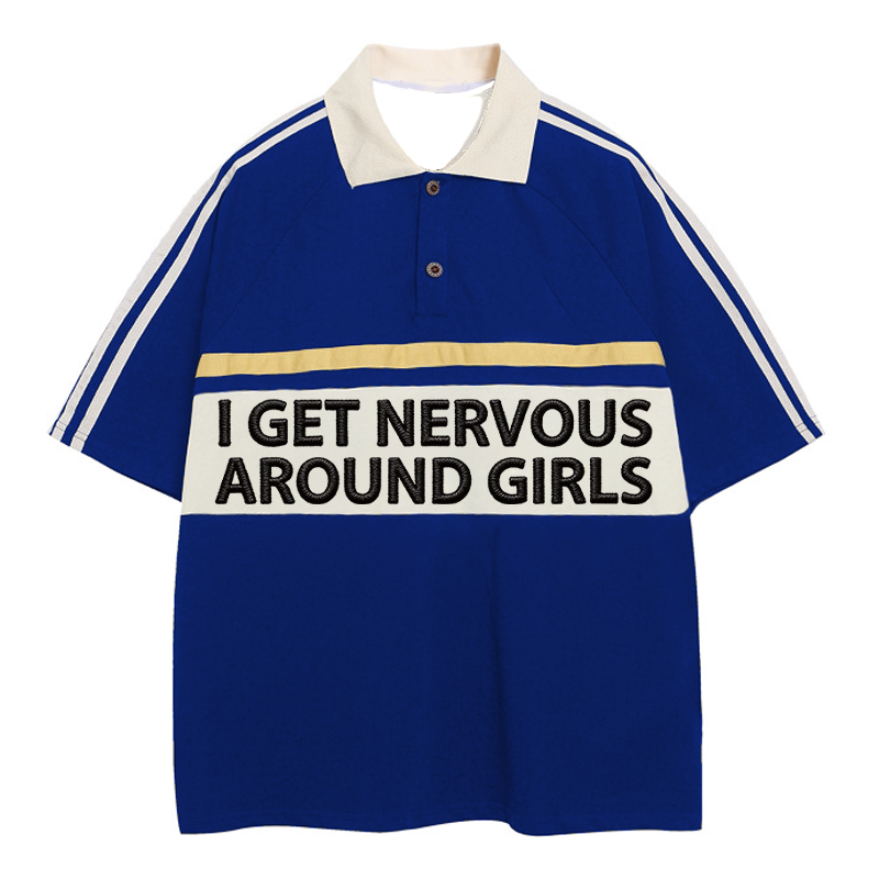 Modecanvas I Get Nnerves Polo Embroidered T-Shirt