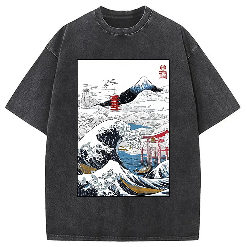 Modecanvas Snowy Japan Washed T-Shirt