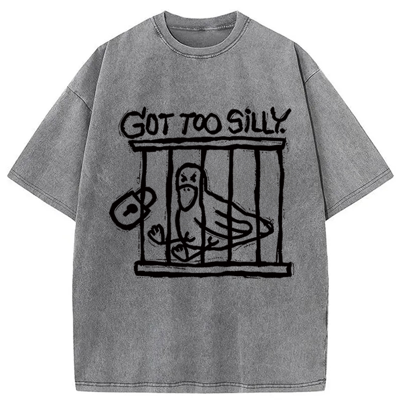Modecanvas Lock Up A Stupid Goose Washed T-Shirt-modecanvas