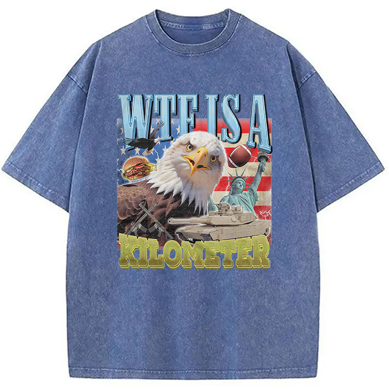 Modecanvas Funny Eagle Meme Washed T-Shirt-modecanvas