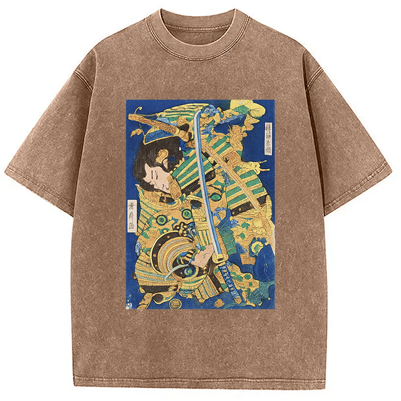 Modecanvas Samurai Clash Ukiyo-e Washed T-Shirt