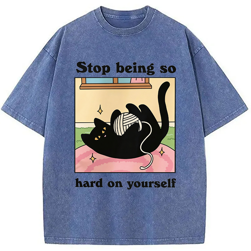 Modecanvas Hard On Yourself DTG Printing Washed T-Shirt