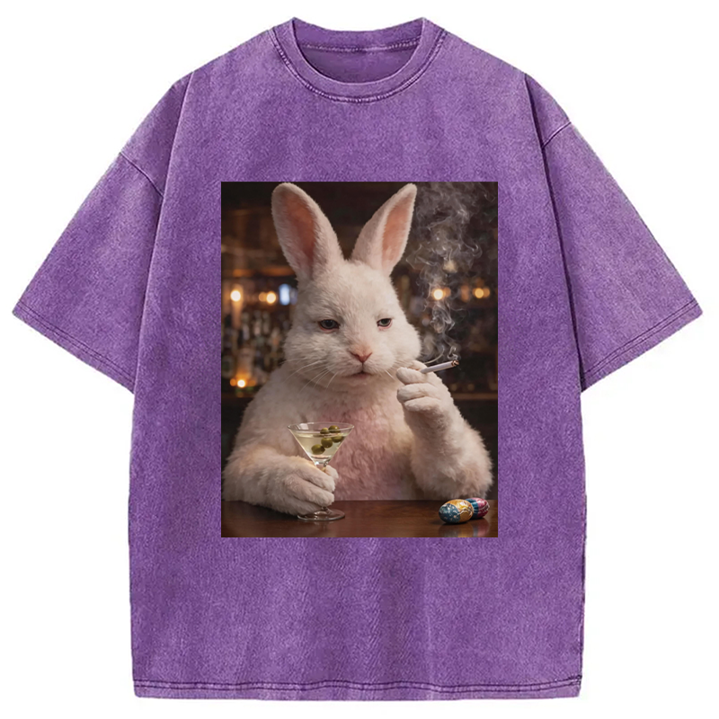 Modecanvas Unhinged Easter Bunny DTG Printing Washed T-Shirt