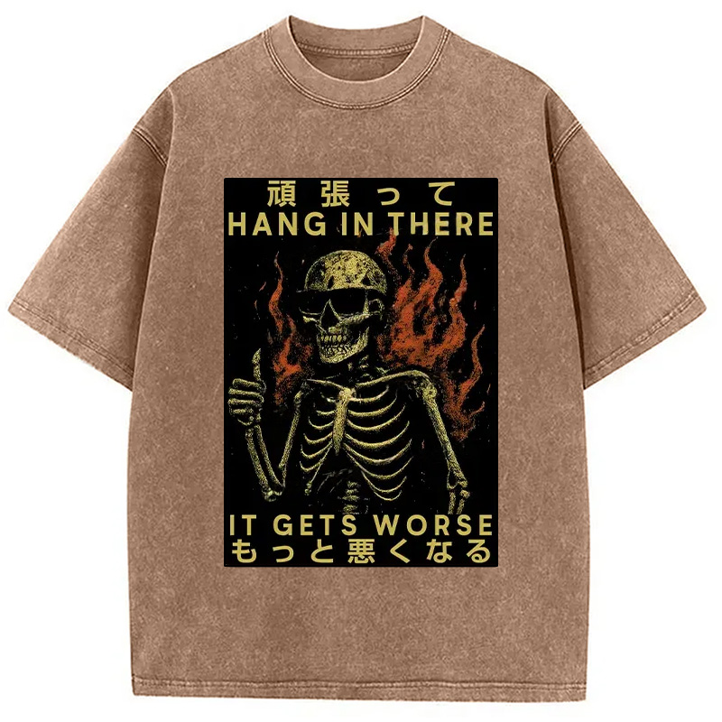 Modecanvas Skeletons Who Encourage Others DTG Printing Washed T-Shirt-modecanvas