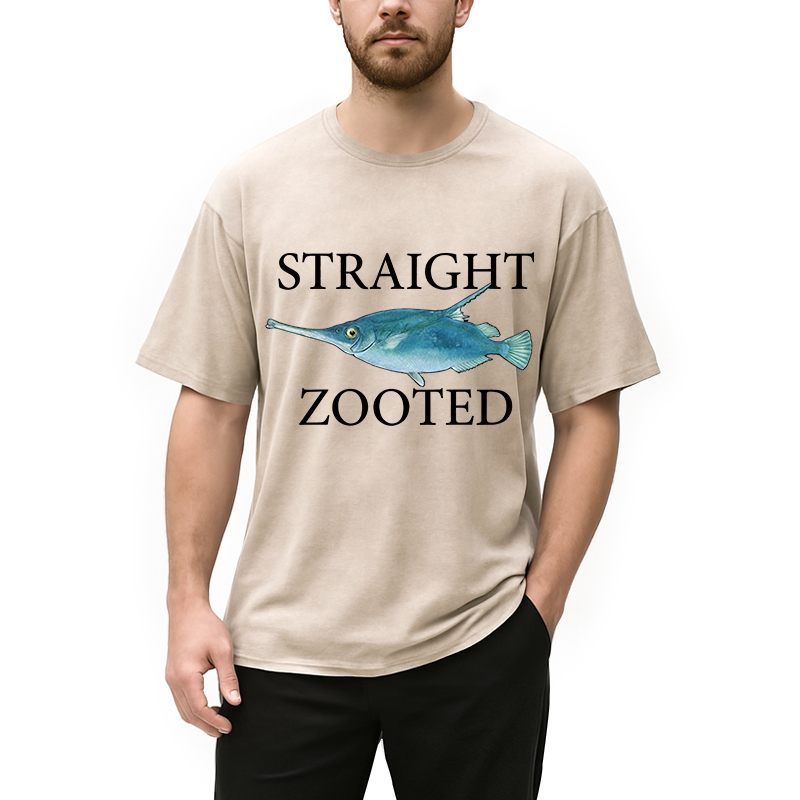 Modecanvas Straight Zooted DTG Printing Washed T-Shirt