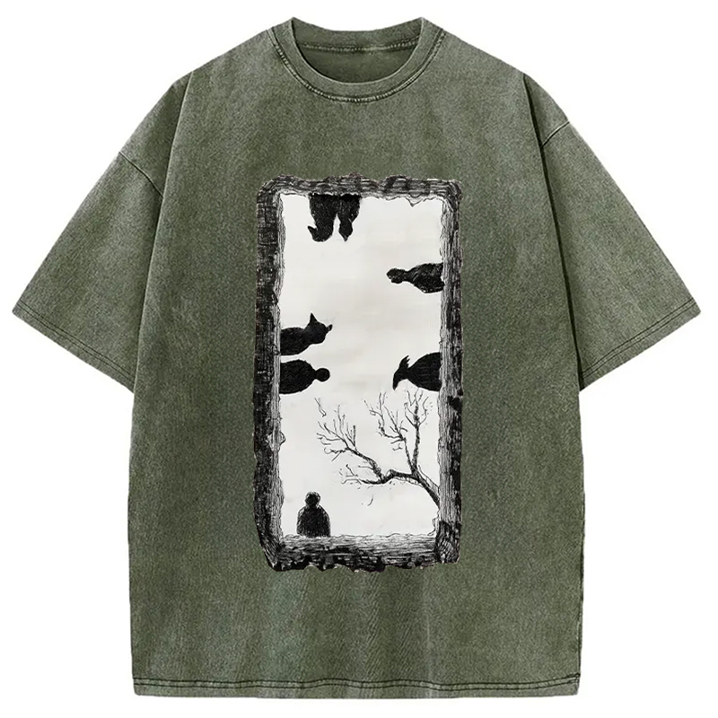 Modecanvas Cats Watching You Washed T-Shirt