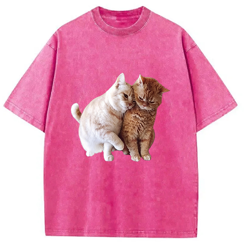 Modecanvas Gentle Cats DTG Printing Washed T-Shirt