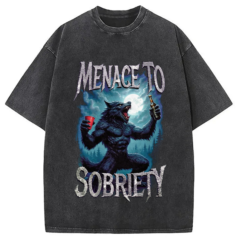 Modecanvas Menace To Sobriety Washed T-Shirt-modecanvas