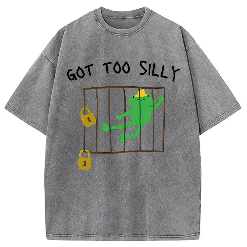 Modecanvas Got Too Silly Frog Meme DTG Printing Washed T-Shirt