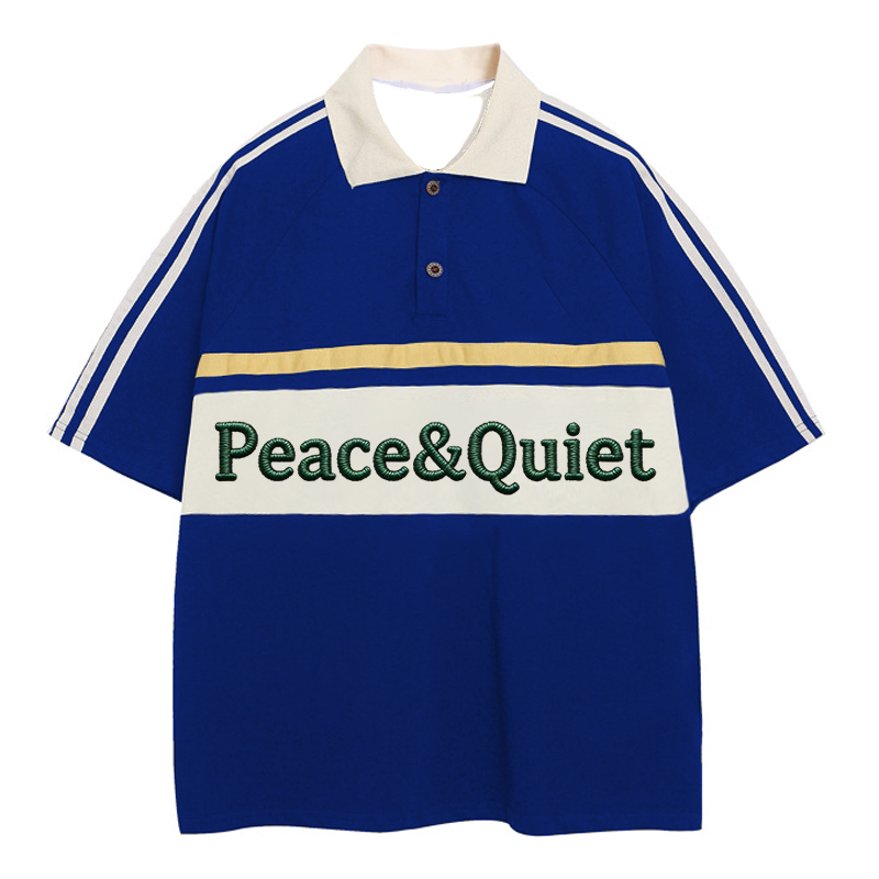 Modecanvas Peace & Quiet Polo Embroidered T-Shirt