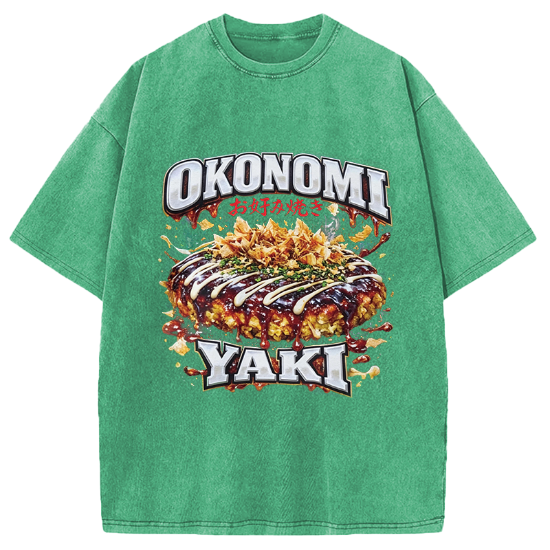 Modecanvas Ironic Okonomiyaki Meme DTG Printing Washed T-Shirt