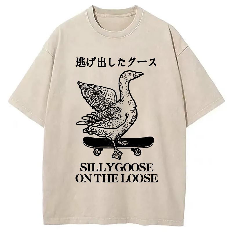 Modecanvas Skateboard Goose Washed T-Shirt-modecanvas