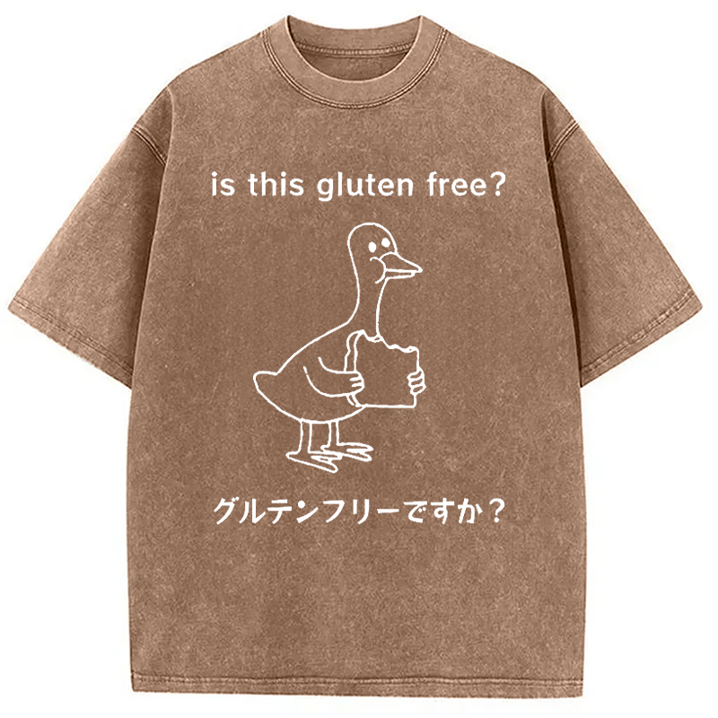 Modecanvas Avoid Gluten Product Washed T-Shirt-modecanvas