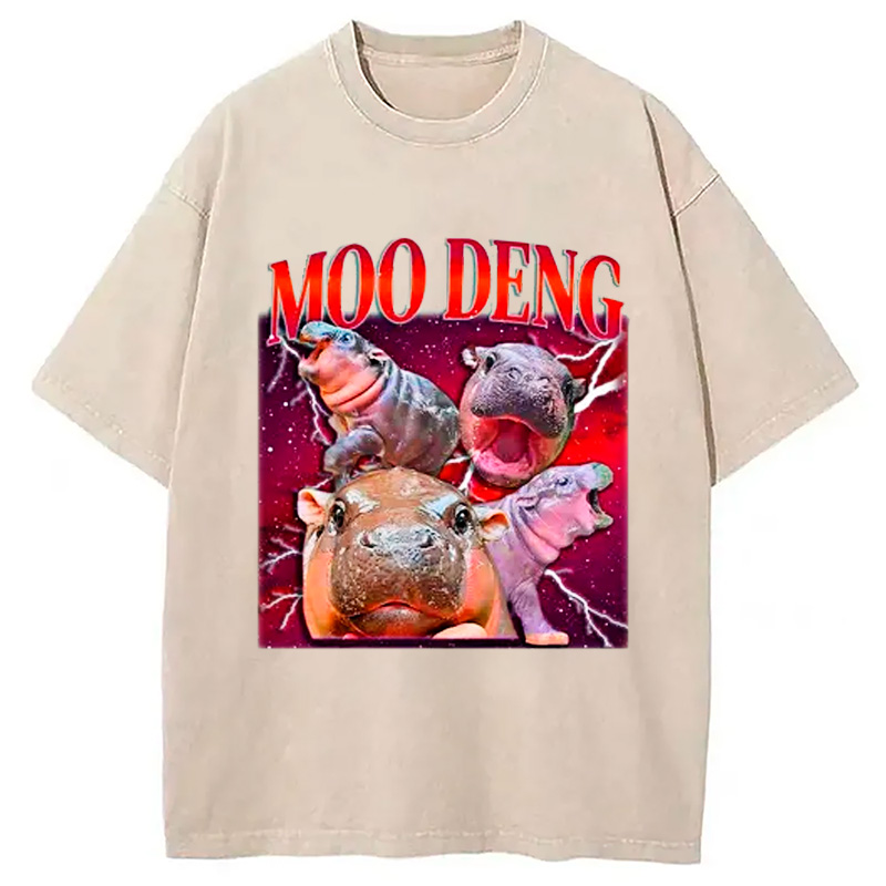 Modecanvas Moo Deng With The Moon Washed T-Shirt