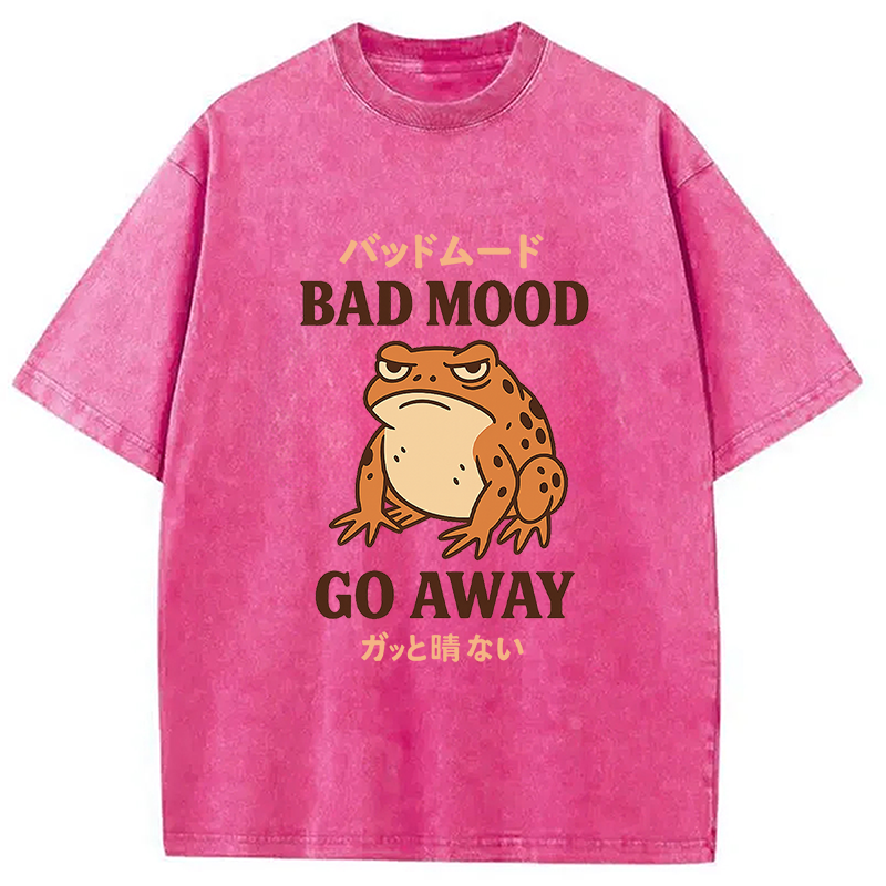 Modecanvas Bad Mood Go Away Japanese Meme Washed T-Shirt