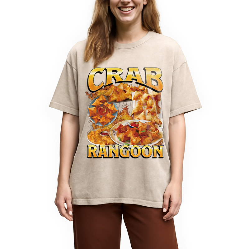 Modecanvas Crab Rangoon Funny Meme Washed T-Shirt