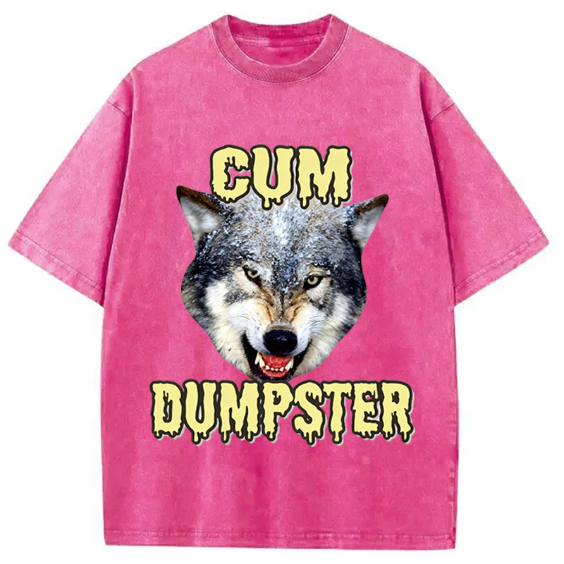 Modecanvas Dumpster Wolf Meme DTG Printing Washed T-Shirt