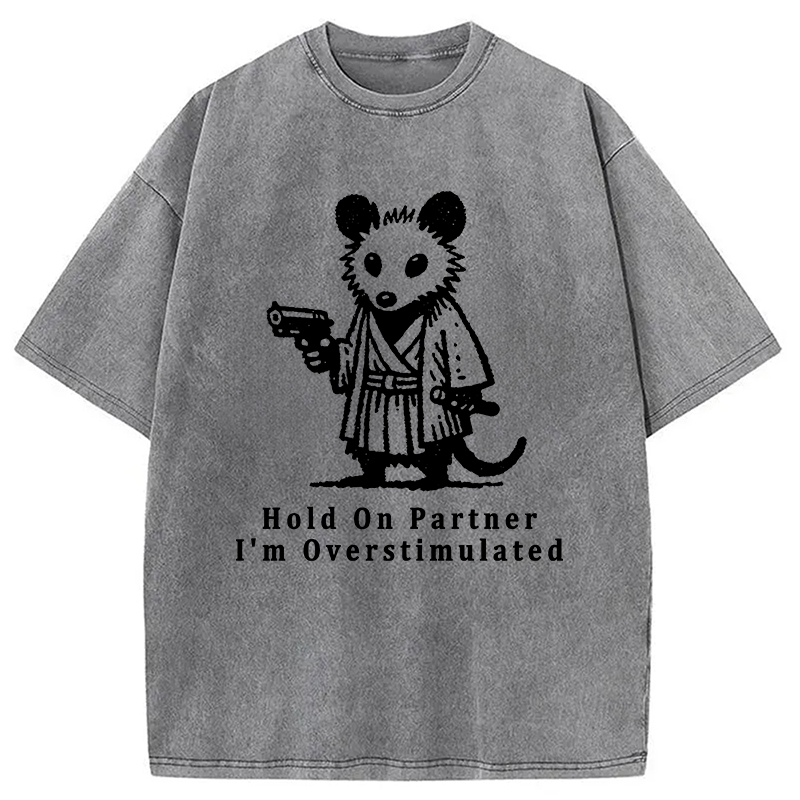Modecanvas Funny Possum Samurai Washed T-Shirt