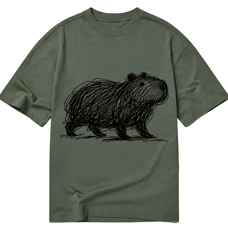 Modecanvas Minimalist Capybara DTG Printing Classic T-Shirt-modecanvas