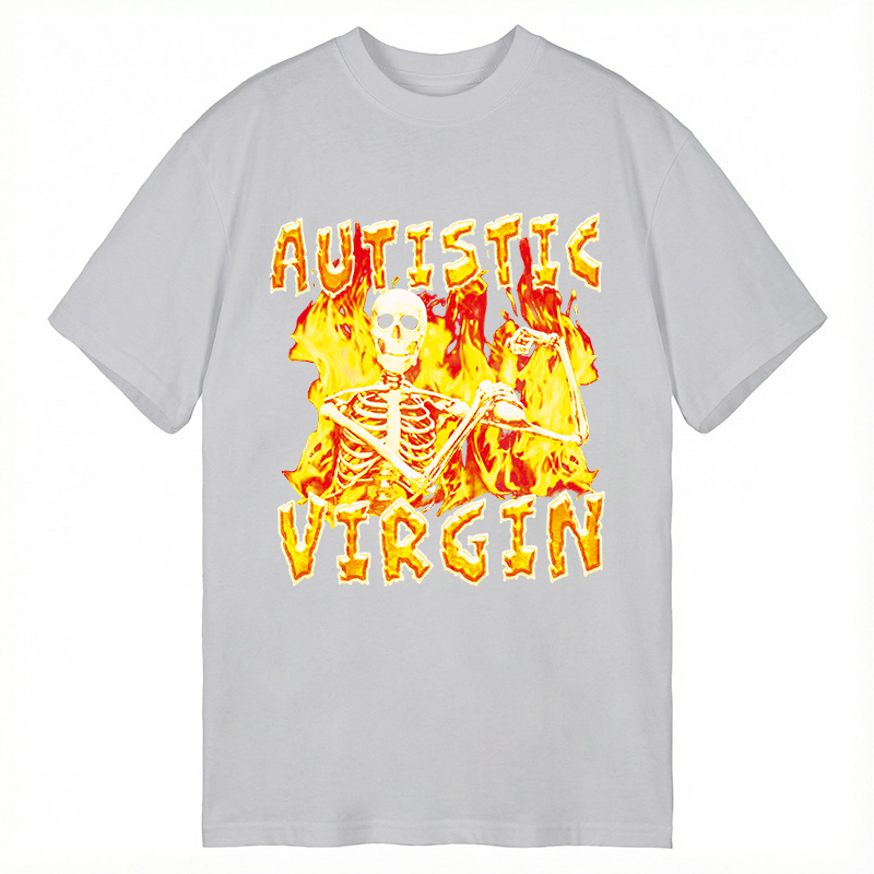 Modecanvas Autistic Virgin Funny Skeleton DTG Printing Classic T-Shirt-modecanvas