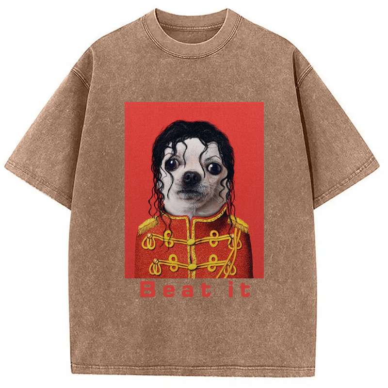Modecanvas Beat It Dog Meme Washed T-Shirt