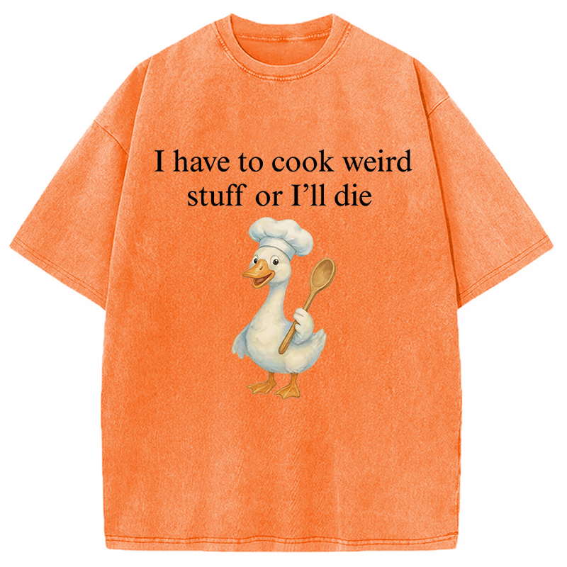 Modecanvas Silly Goose Baker Funny Cooking Meme DTG Printing Washed T-Shirt-modecanvas