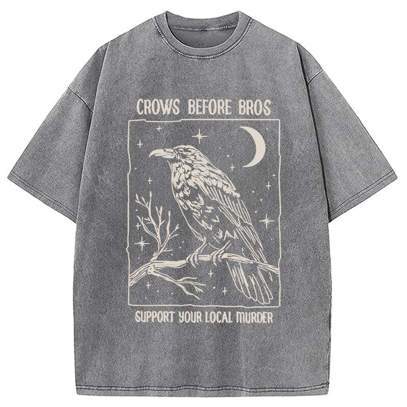 Modecanvas Funny Crows Before Bros Washed T-Shirt