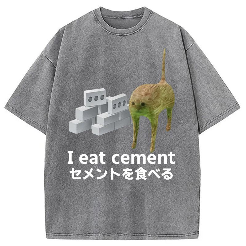 Modecanvas Cement Brick Cat Vintage Washed T-Shirt