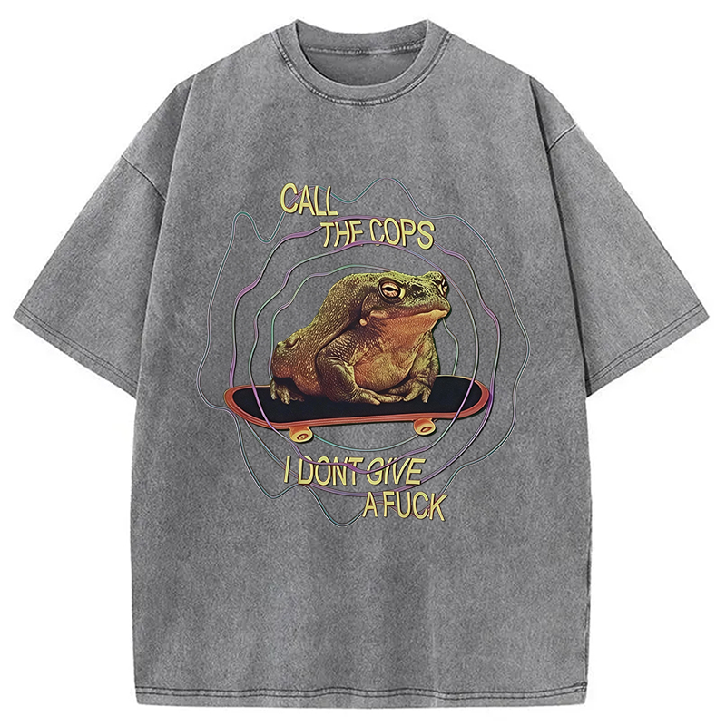 Modecanvas Call The Copes IDGAF DTG Printing Washed T-Shirt